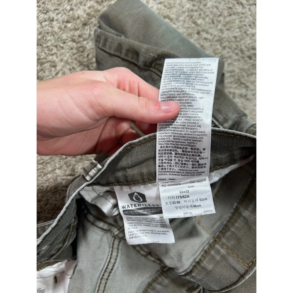 Levis 511 Slim Fit Jeans 32x32 Olive Green Faded Denim Pants Distress Workwear